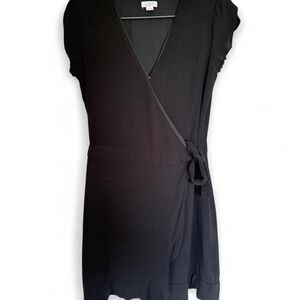 Loft size two 2 black wrap mini dress with a side tie